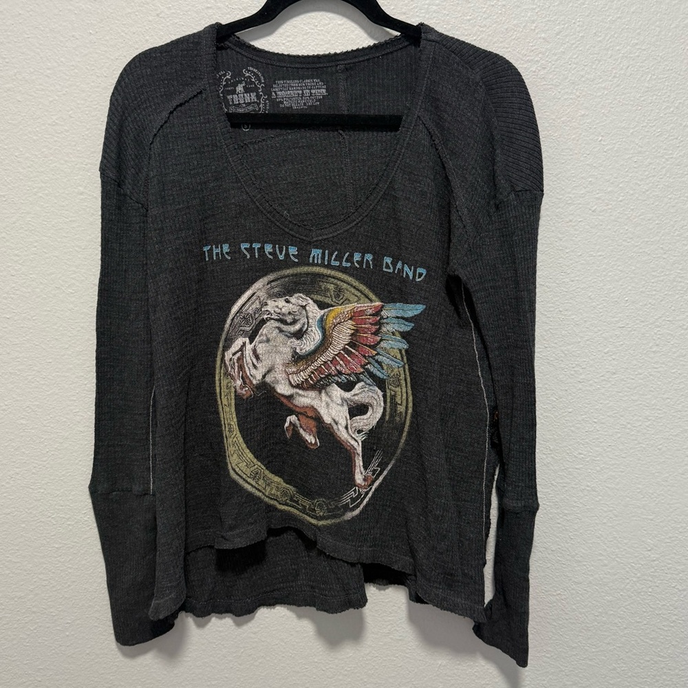 VINTAGE Steve Miller Band Charcoal Long Sleeve Band Tee Size Small